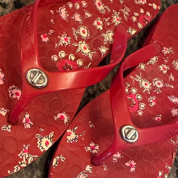 Coach Red Floral Sandals 8.5/9 - Picture 10 of 11
